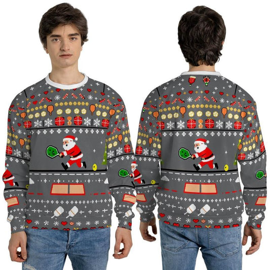 Santa Does a Twoey Ugly Pickleball Sweater
